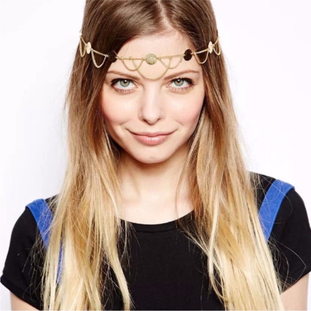 ✨HP✨ Boho Festival Gold Coins Chain Headpiece Headband Hairband